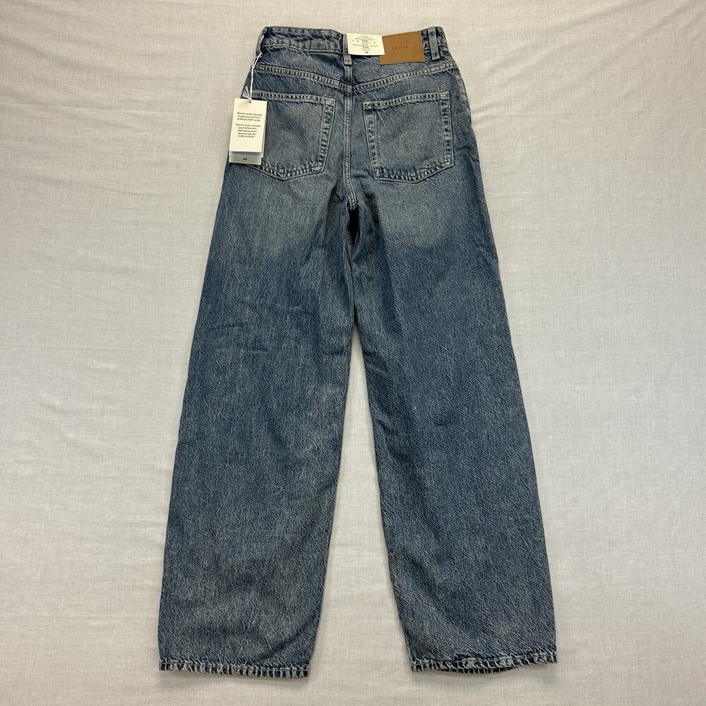 & Denim H&M NEW Baggy High Waist Jeans Womens 0 Regular Fit Blue Distressed NWT - Picture 10 of 16
